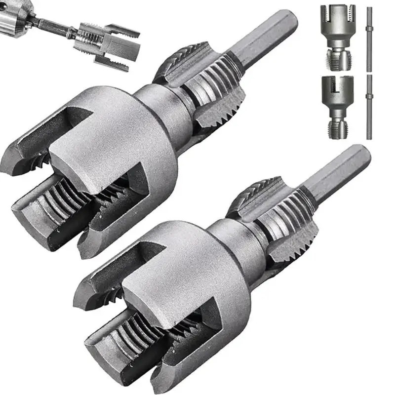 2Pcs 1/2''&3/4'' Water Pipe Integrated Internal & External Pipe Threading Tool