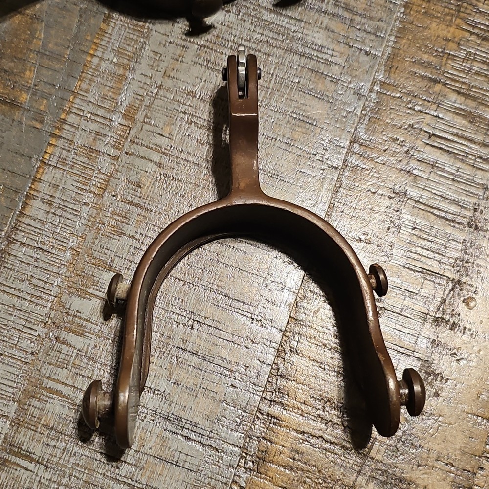 Western Brown Metal Spurs Pair