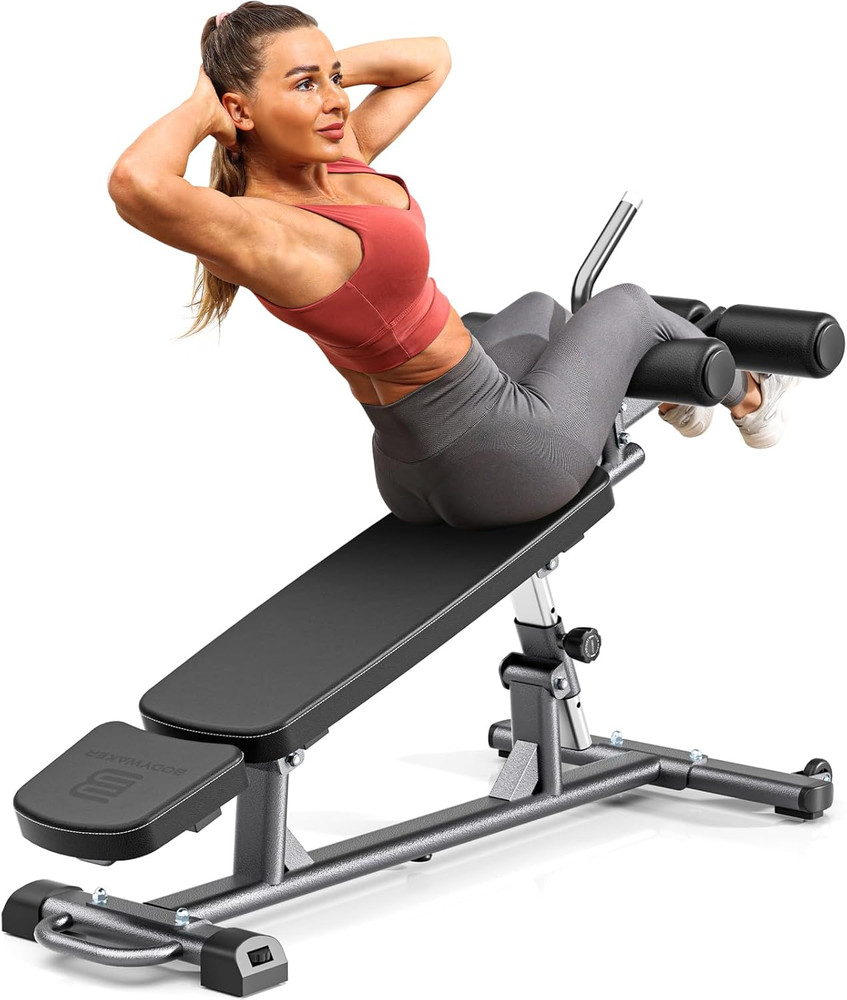 Semi-Commercial Sit-Up Bench with Reverse Crunch Handle for Ab & Core Workout an