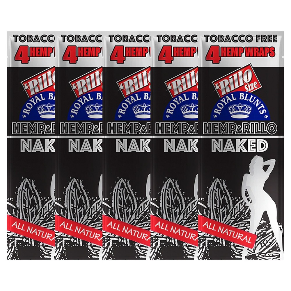 Hemparillo Naked Rolling Papers - Rillo Size (5 Pouches, 4 Each!)