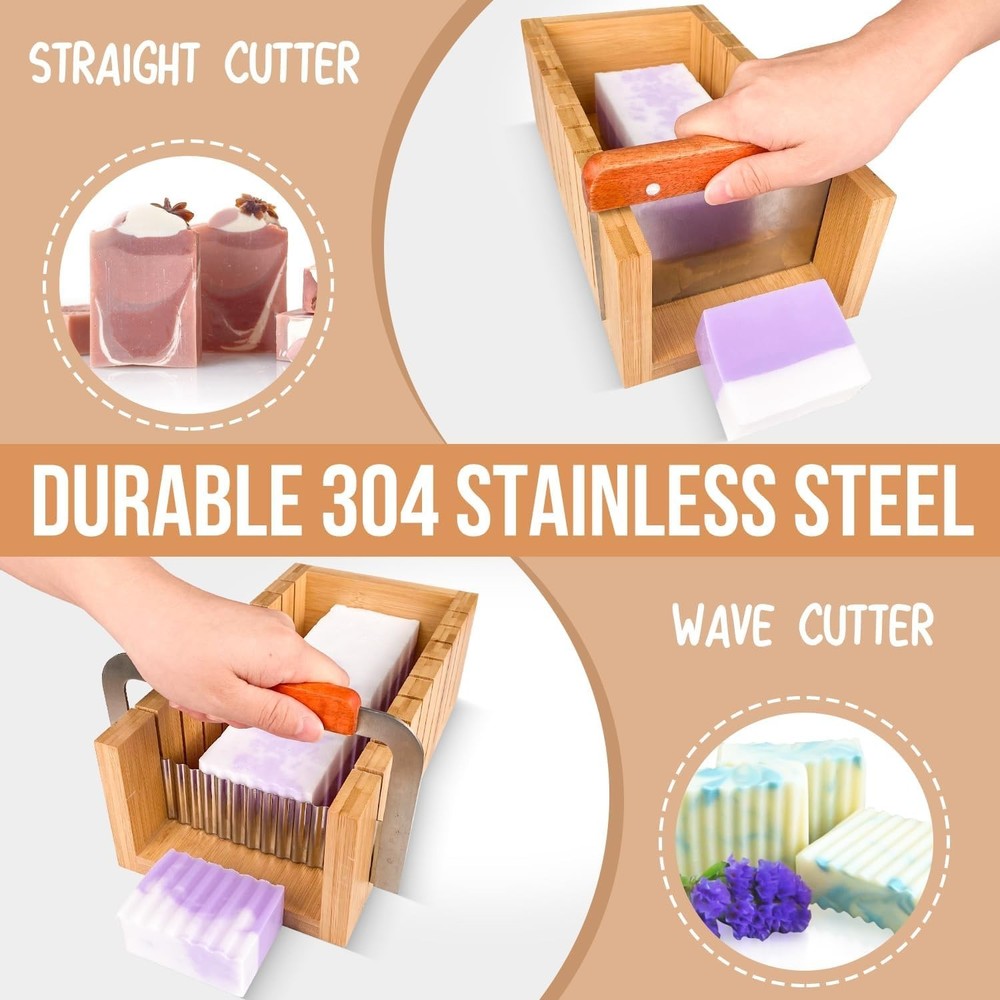Rectangular Silicone Soap Mold 42oz Kit with Stainless Steel Cutters and Scraper