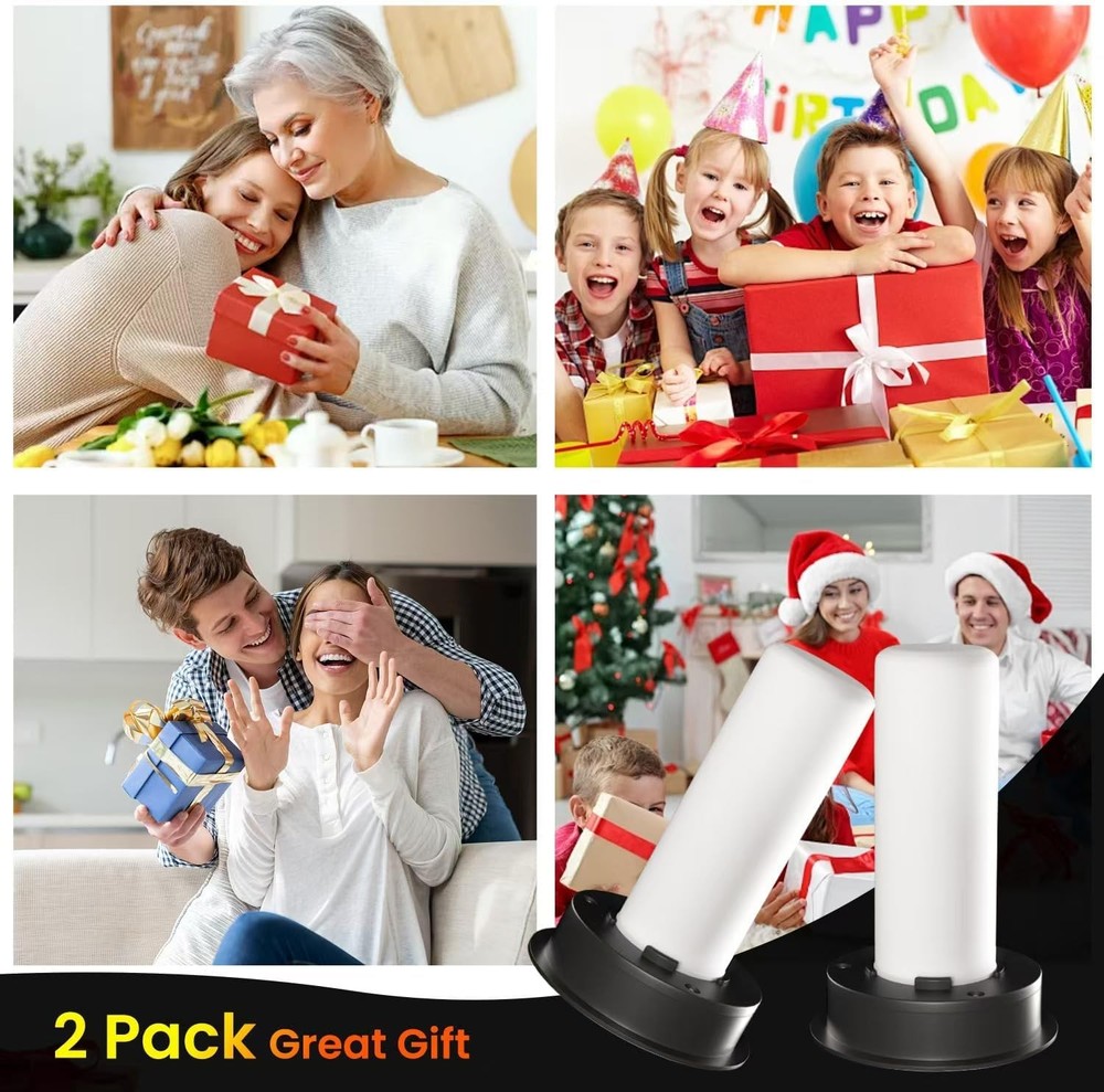 2 Pack Replacement Solar Light Tops with Flickering Flame,Waterproof Black