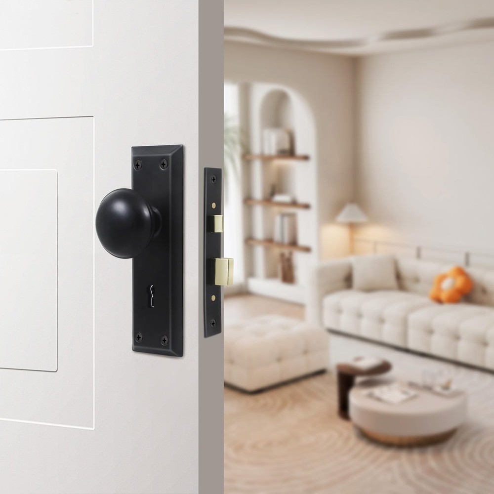 Newliplace Mortise Lock Set for Interior 1 Pack, Matte Black