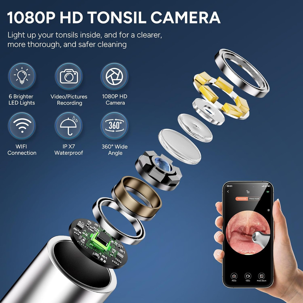Tonsil Stone Remover with Camera - Upgraded Visual Tonsil Stone Removal Kit with