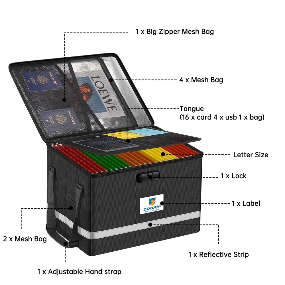 Fireproof File Box with Lock, 5200°F Document Box Storage Organizer, Suitable...