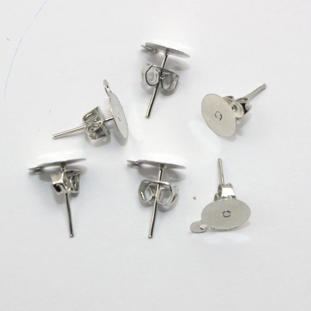 200 pcs Flat Blank Pad with Loop Earring Ear Post Stud & Stopper Dangle Earring