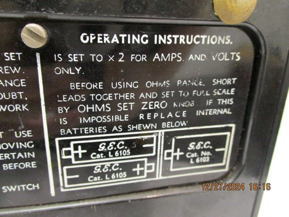 "SELECTEST" EARLY MULTI-METER by G.E.C. made in ENGLAND, BAKELITE - SUPERB