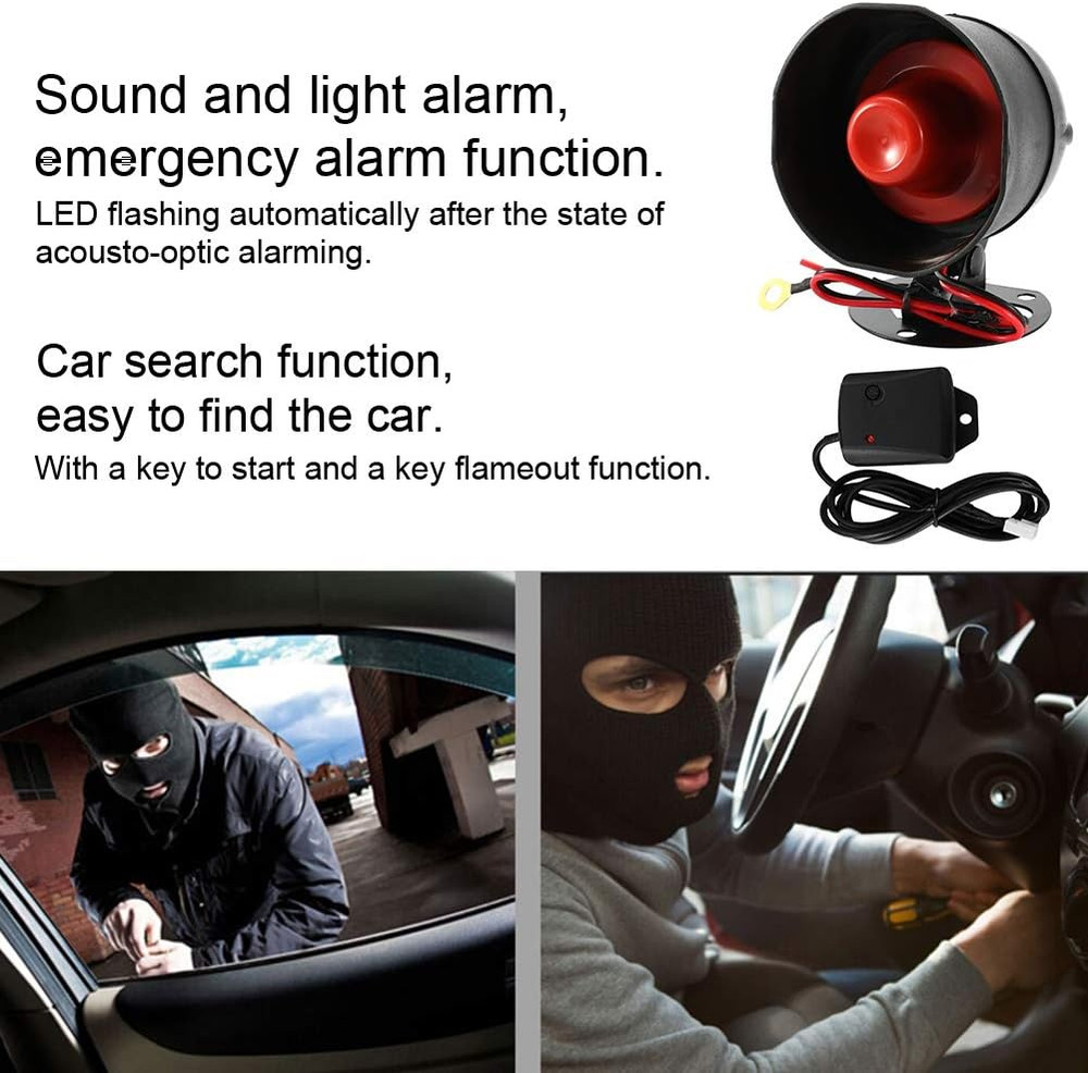 Car Alarm System with Remote Start Push to Engine Start Stop Button 12V Universa