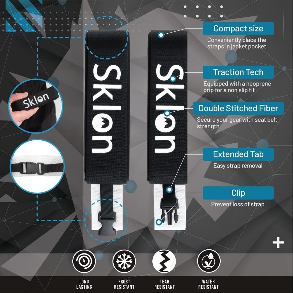 Versatile 2-Pack Ski Strap Fasteners - Durable Rubber Clips for Secure Transport