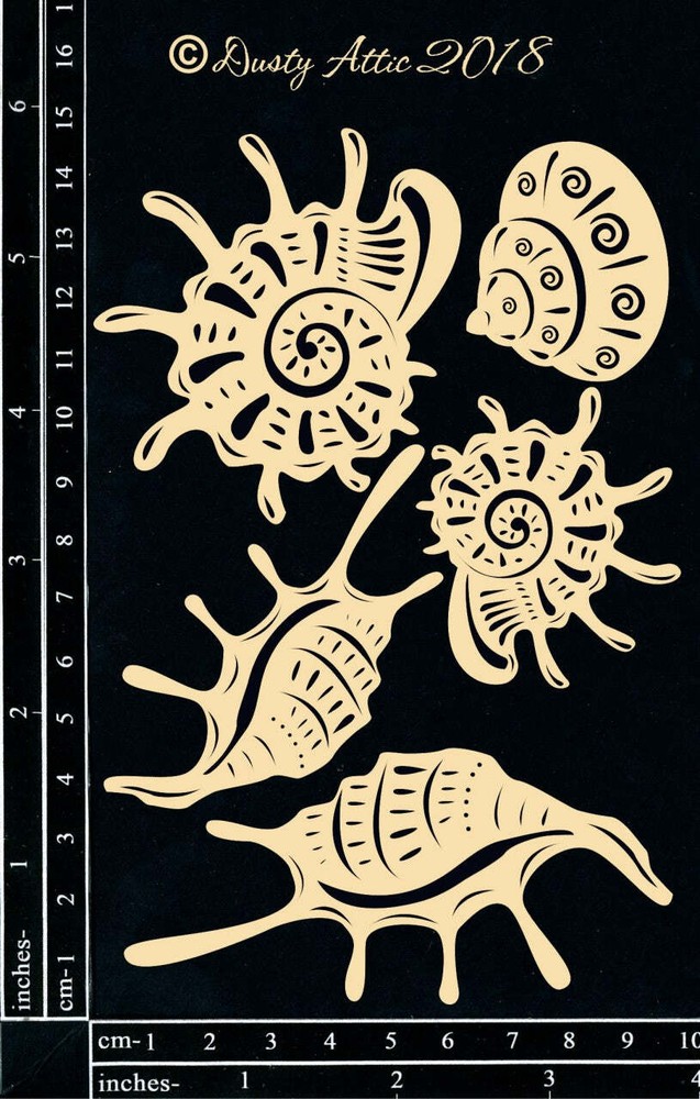 Dusty Attic Chipboard 4x6 - Shells #3,  DA2268