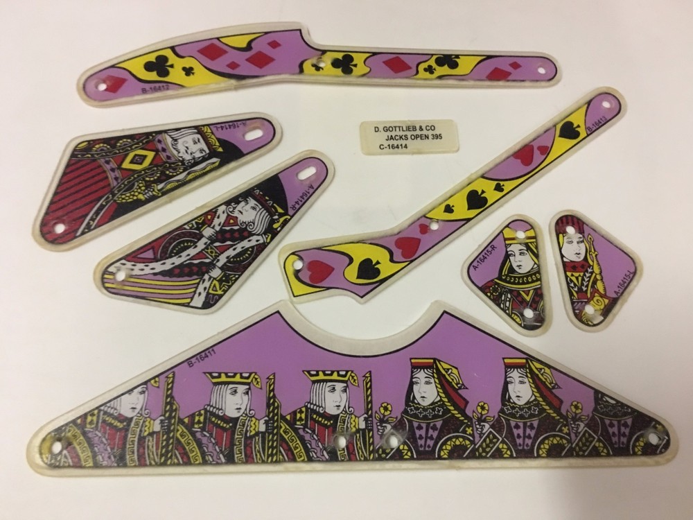 Gottlieb Jacks Open / Lucky Hand / Card Pinball Machine Plastic Set - New