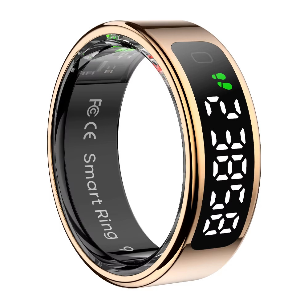 R12 Smart Ring /w Display Screen Touch Control Wireless Charging Health Manager