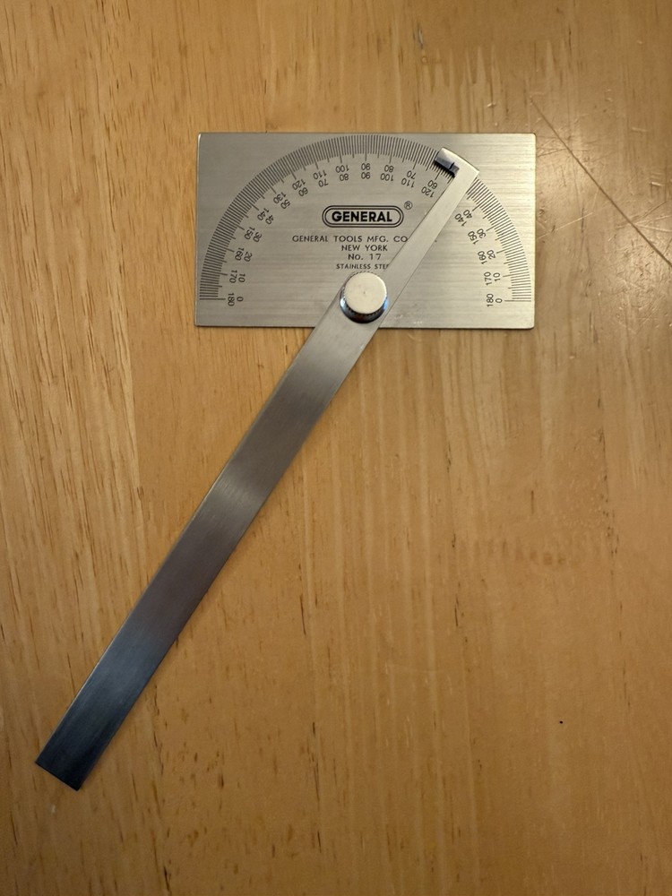 General Tools Angle Protractor #17 Stainless Steel Square Head - Measuring Tool