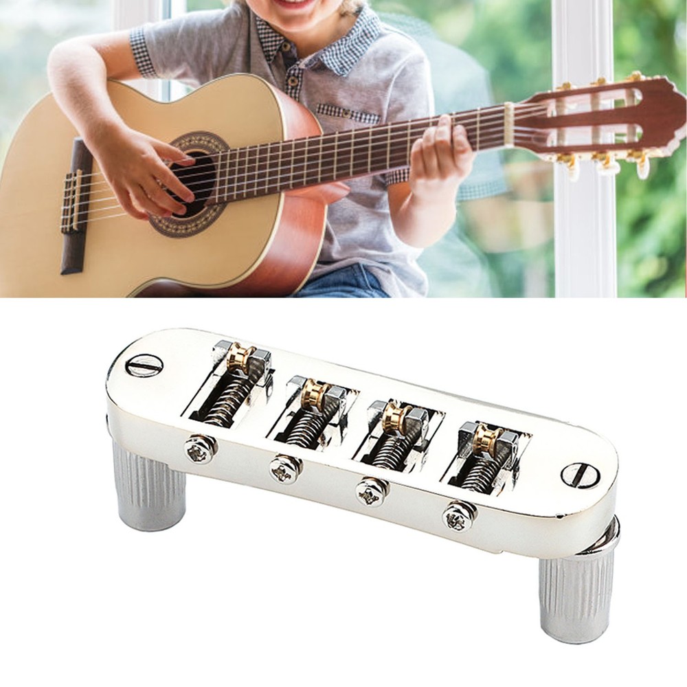 Durable Metal 4 String Bass Guitar Bridge Roller Saddle Design for Stability