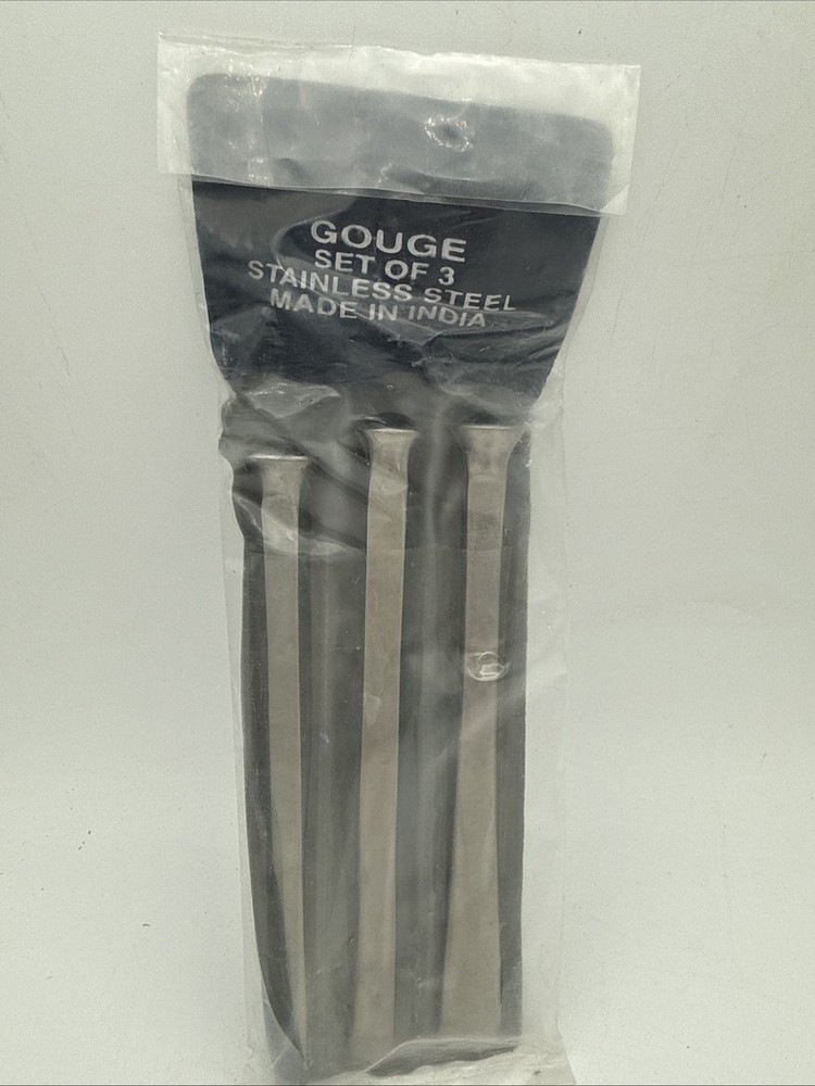 Set Of 3 Stainless Steel Woodworking Gouges 6 3/8” India NIP