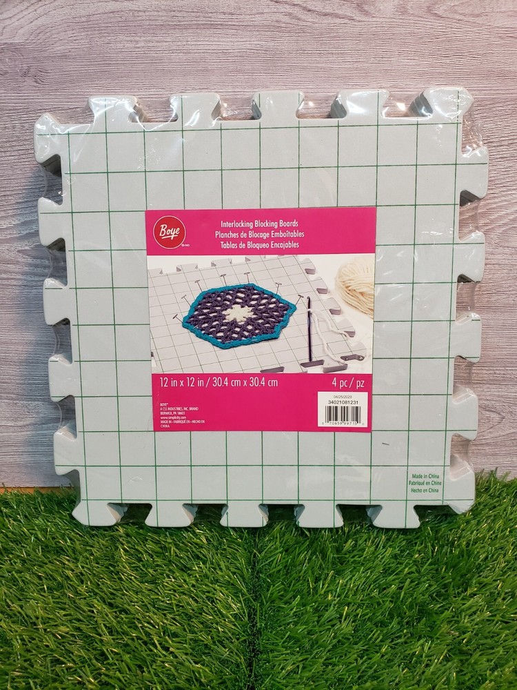 Boye INTERLOCKING BLOCKING BOARDS - Needlepoint, Knitting & Crochet - 12" 4 Pc