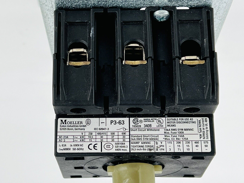 Klockner Moeller P3-63 Manual Motor Controller Switch Base 63A 690V *WARRANTY**