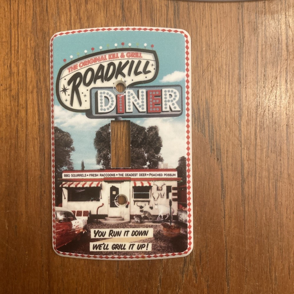 3 Retro Scene Switch plate Covers. Roadkill Diner, Seaside, Cupcake