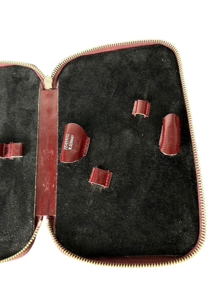 Hoffritz Germany Empty Zipped Case 6 3/4”Red Brown Storage Protection Lined