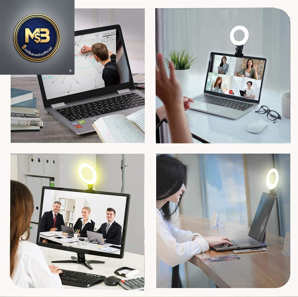 Dimmable Ring Light Video Conference Kit for Creators and Makeup (Black)