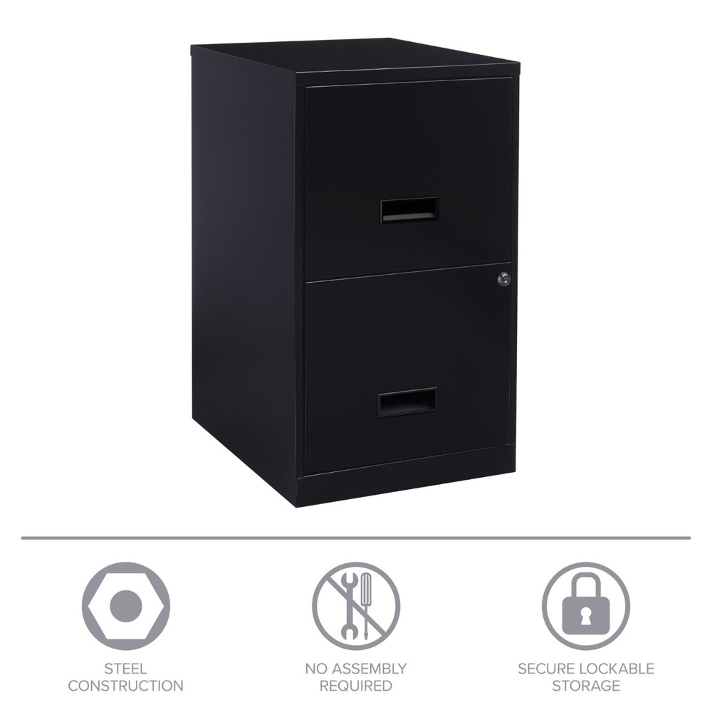 Space Solutions 2 Drawer Letter Width Vertical File Cabinet 18" Deep Black