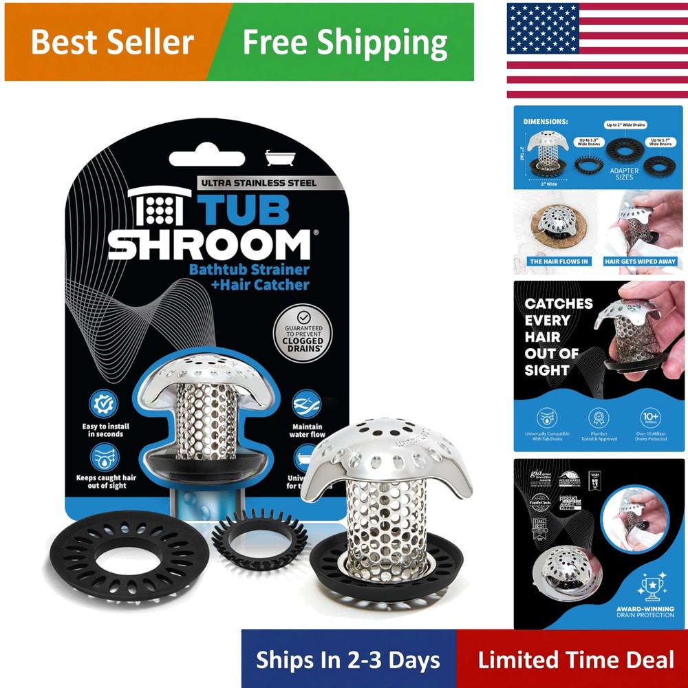 Compact Stainless Steel Drain Protector with 4 Adapters - Zero Clogs Guaranteed!