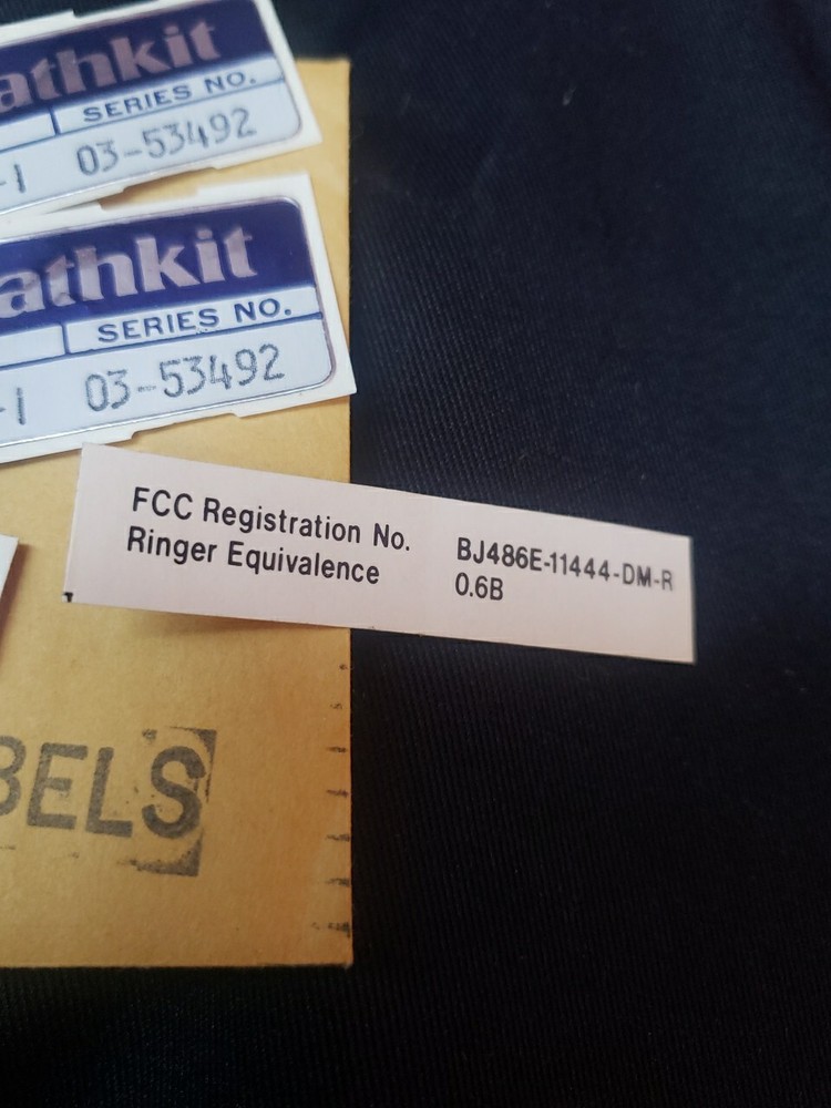 Two New Heathkit HTX-10 Labels & Two Registration Labels
