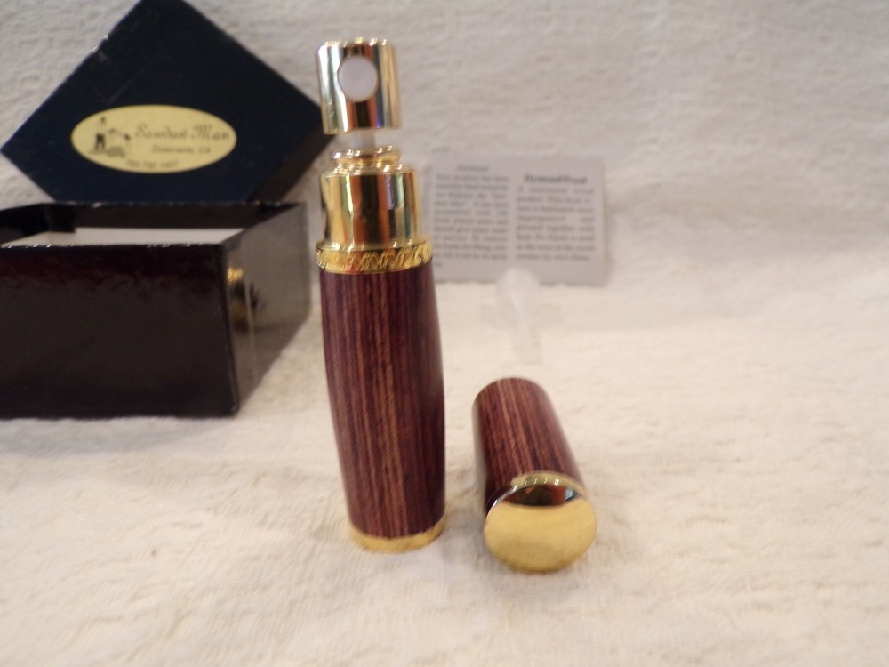 MIB Unused Artesian Made Dymond Wood & 10K Gold Plated Perfume ATOMIZER