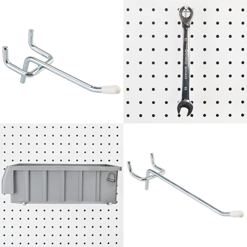 Peg Board Organizer 21 Pack, Pegboard Accessories with Baskets Cups Hooks - 1/8"