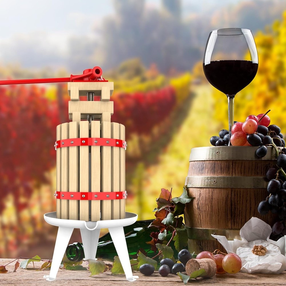 1.6 Gallon Manual Fruit and Wine Press with Heavy-Duty Stand for Juice Making