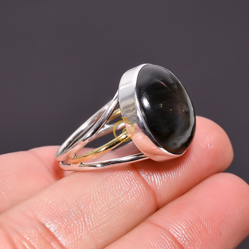 Multi Fire Labradorite Gemstone Ring 925 Sterling Silver Statement Rings Jewelry