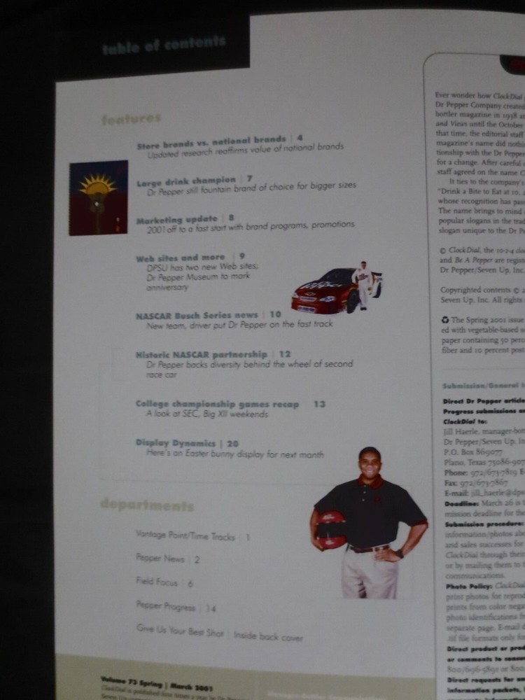 DR PEPPER CLOCK DIAL SPRING MARCH 2001 MAGAZINE
