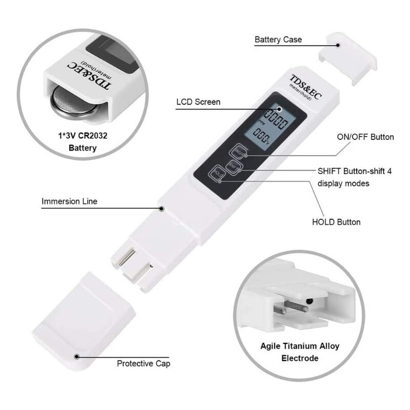 TDS Meter Digital Tester Water Quality Testing Kit for Drinking Water 0-9990ppm