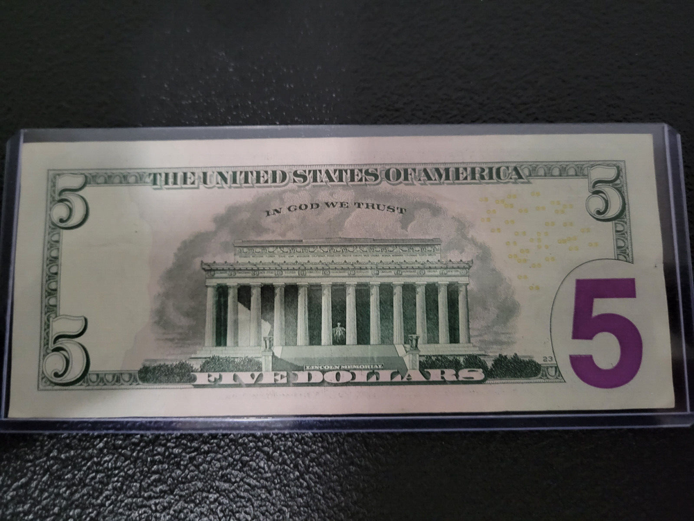 2017A Federal Reserve Note Over Inking ERROR $5 Five Dollar Bill