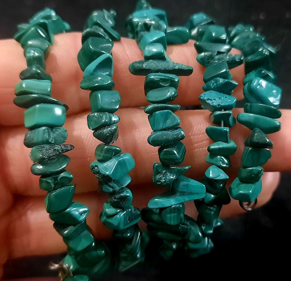 Malachite Memory Wire Wrap Bracelet