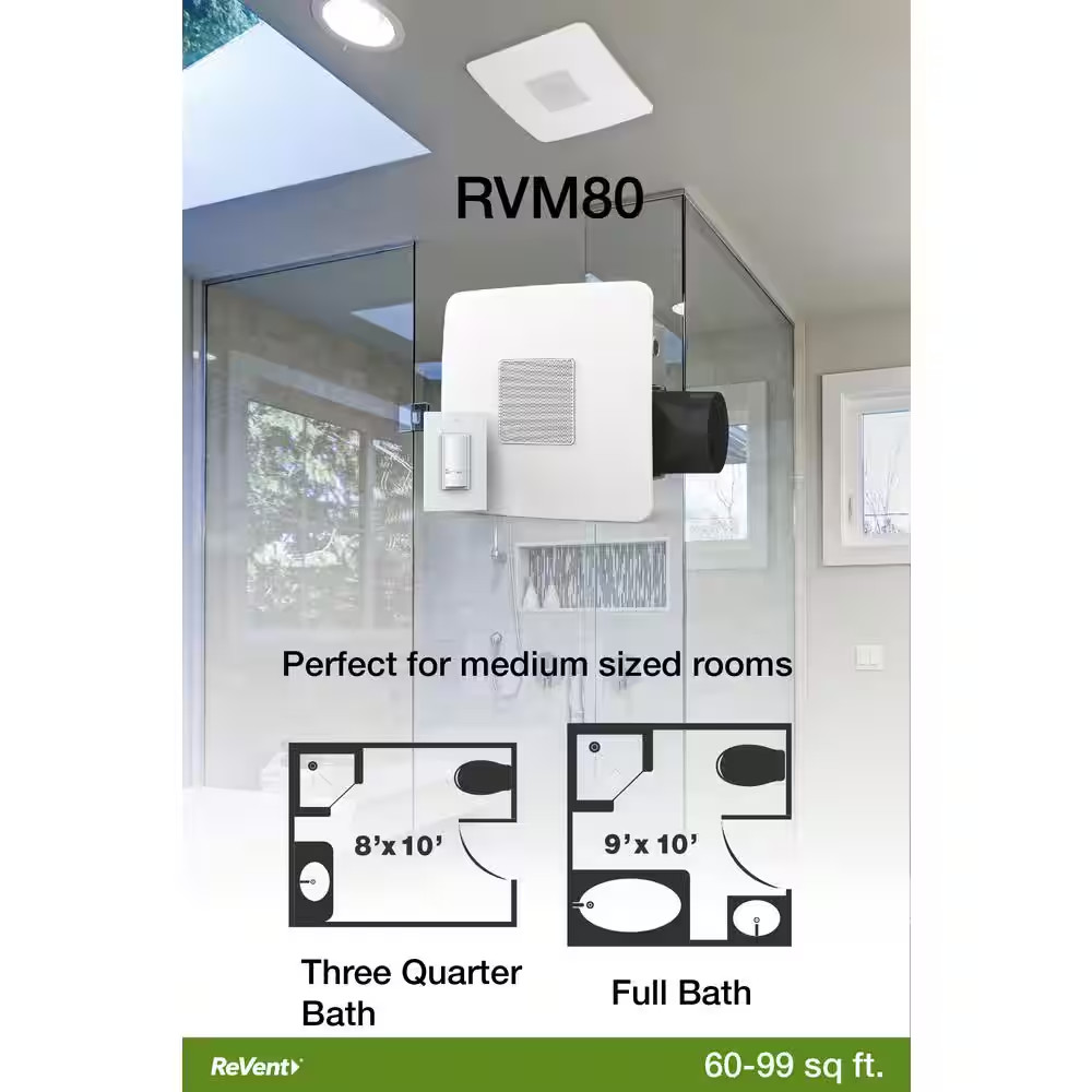 80 CFM Ceiling Easy Roomside Installation Bathroom Exhaust Fan with Bluetooth Sp