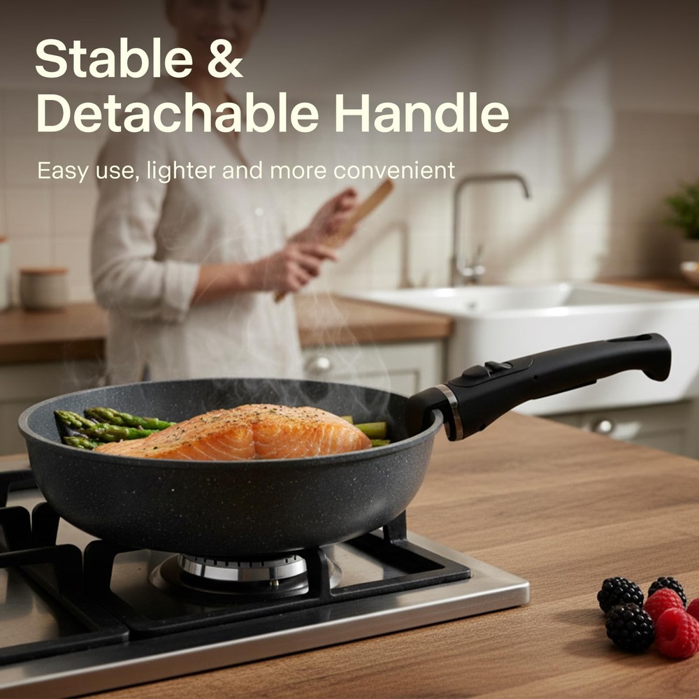 Pots and Pans Set Non Stick, Ceramic Cookware Sets 21 PCS, Granite Induction ...