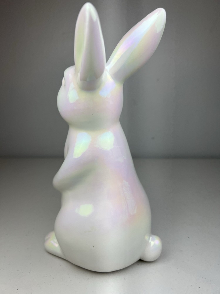 Iridescent Bunny Rabbit Figure Easter Decor 9.5"