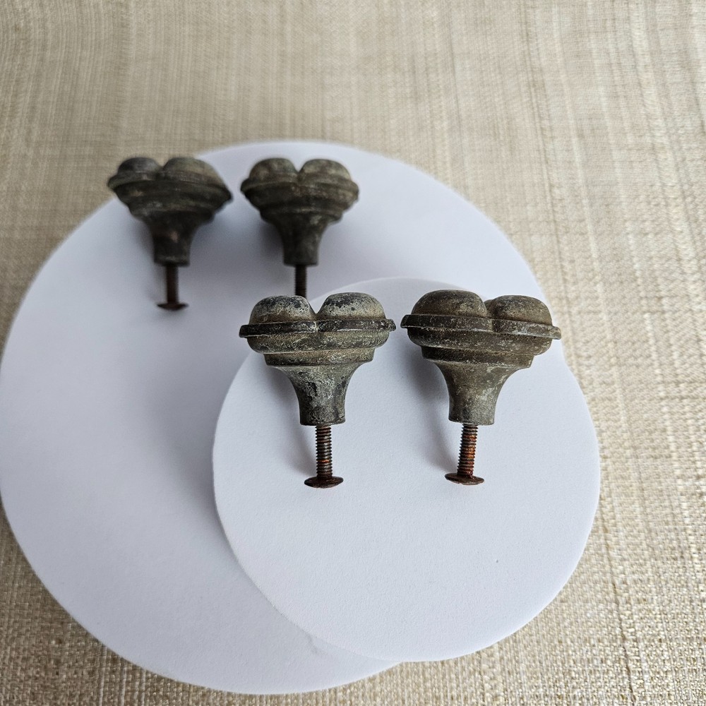 Unique Drawer Knobs Set 4 Antique Style Clover Patina Cast Metal Cabinet Pulls