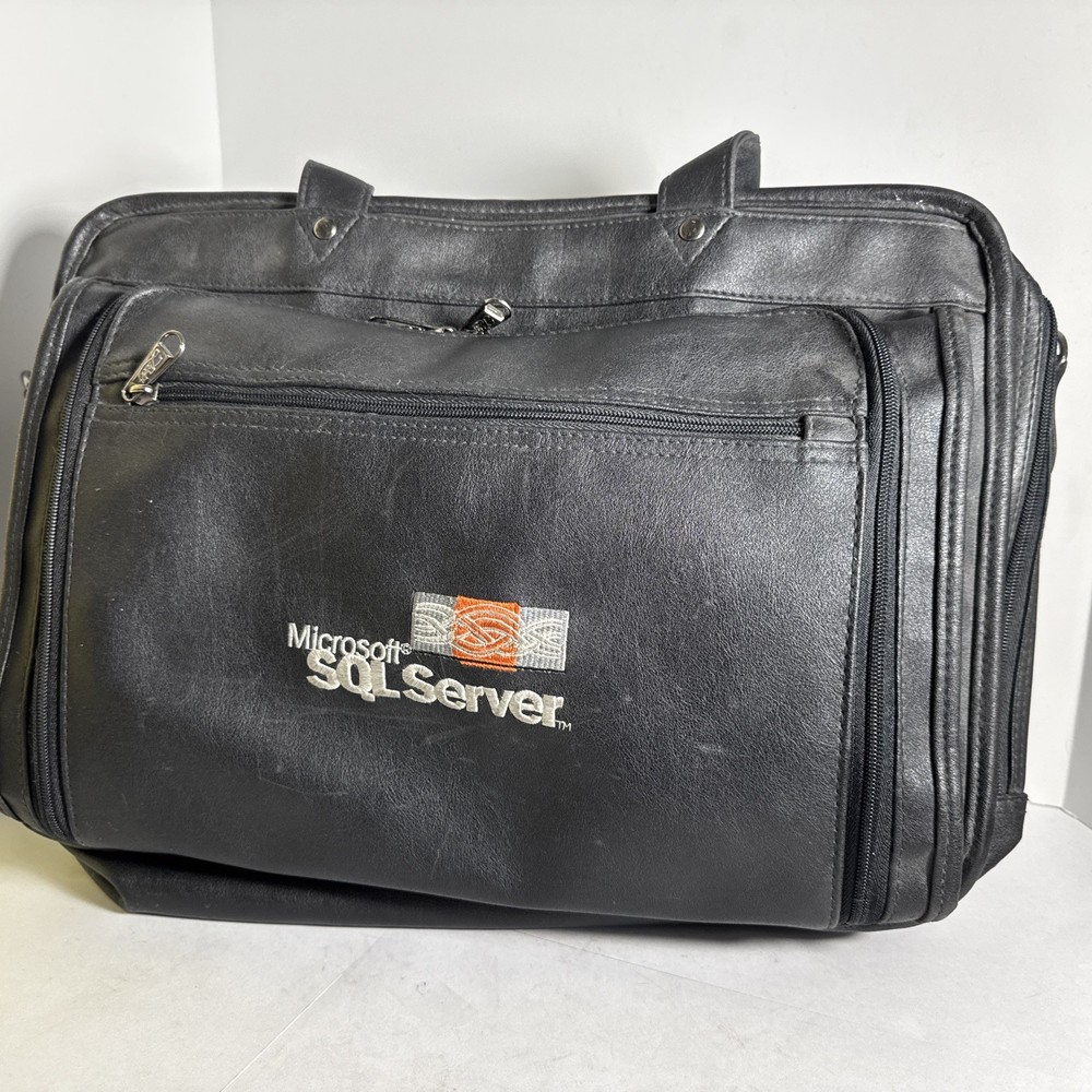 microsoft tote carry on sql server as shown very rare htf leather