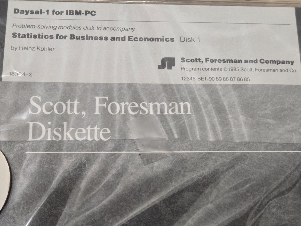 1985 Scott Foresman DAYSAL-1 IBM Computer Software 5 1/4" Disk And Documentation