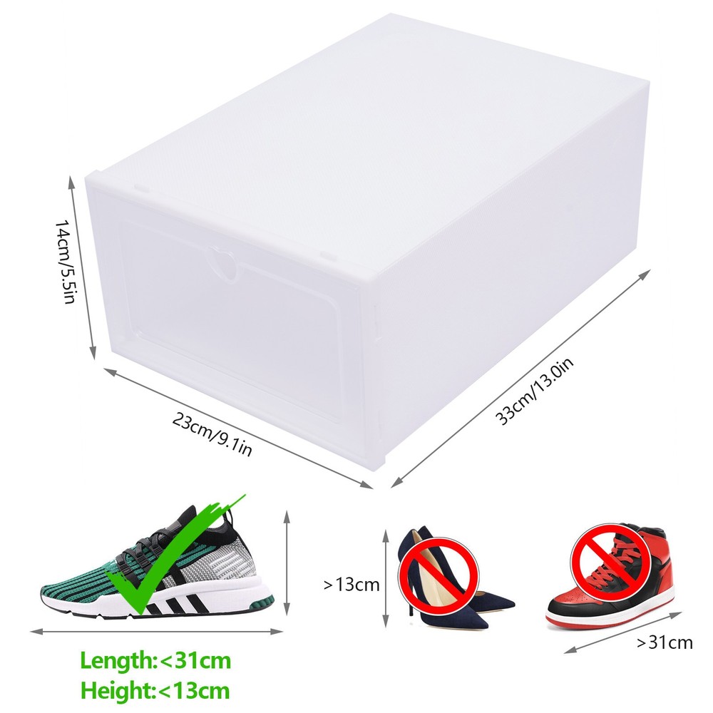 20 PCS Stackable Shoe Boxes, 33*23*14cm Shoe Storage Case, Shoe Organizer Boxes