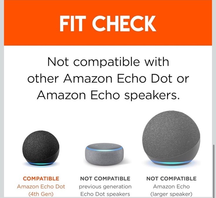2 Pack Echogear Echo Dot Outlet Hanger (Black) Fits 4th Gen Echo Dot