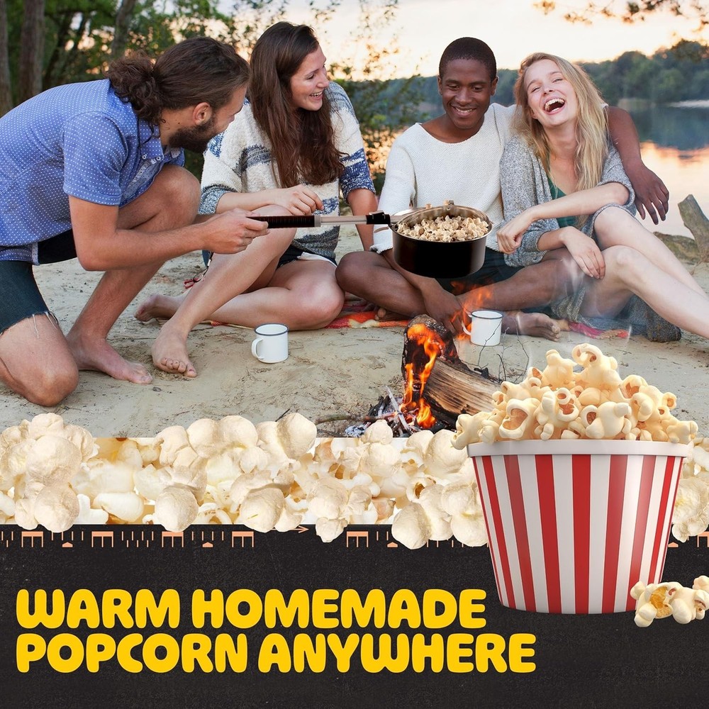 Campfire Popcorn Popper - Old Fashioned Popcorn Maker with Telescoping Handle...