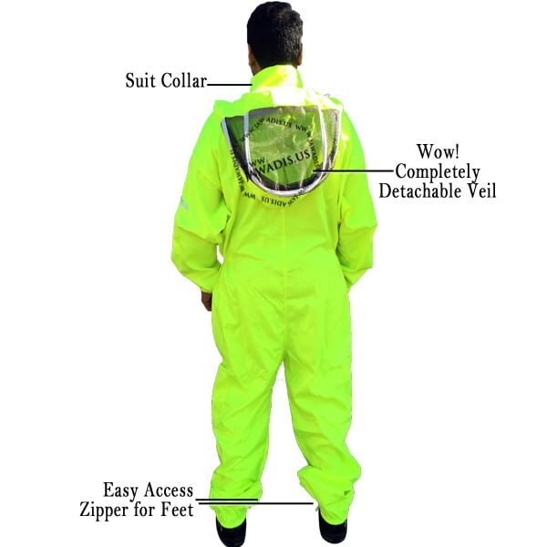 Fluorescent Yellow Full Bee Suit - L Size Beekeeping Protective Gear