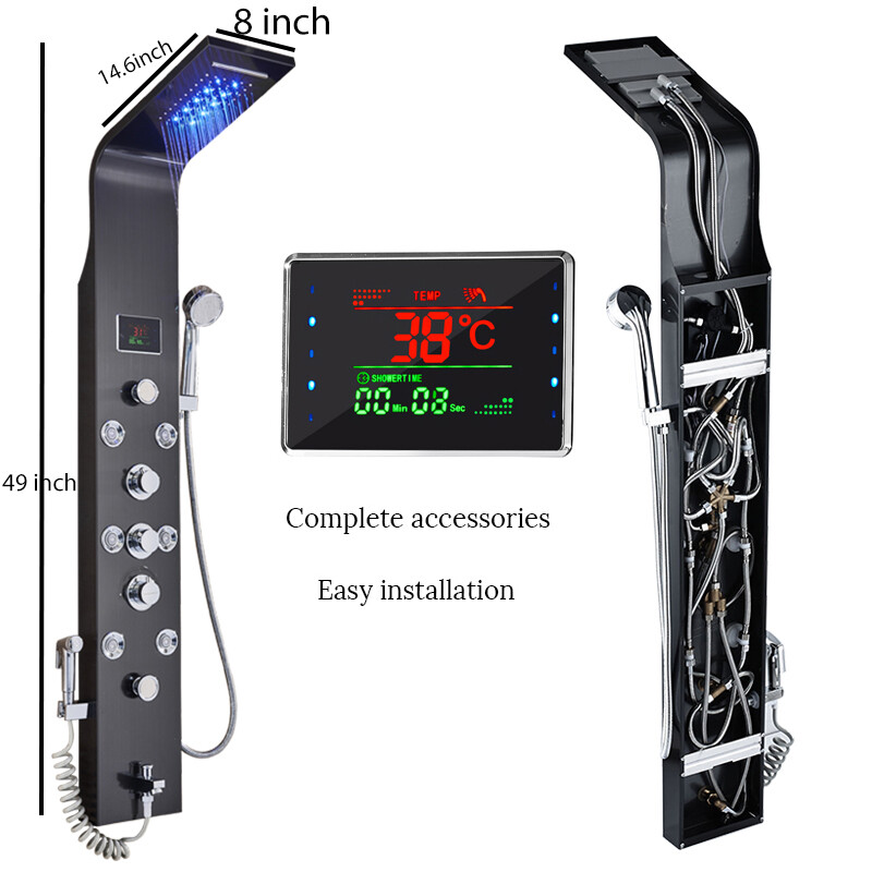Stainless Steel Shower Panel Tower System Massage System with Body Jet LED Rain