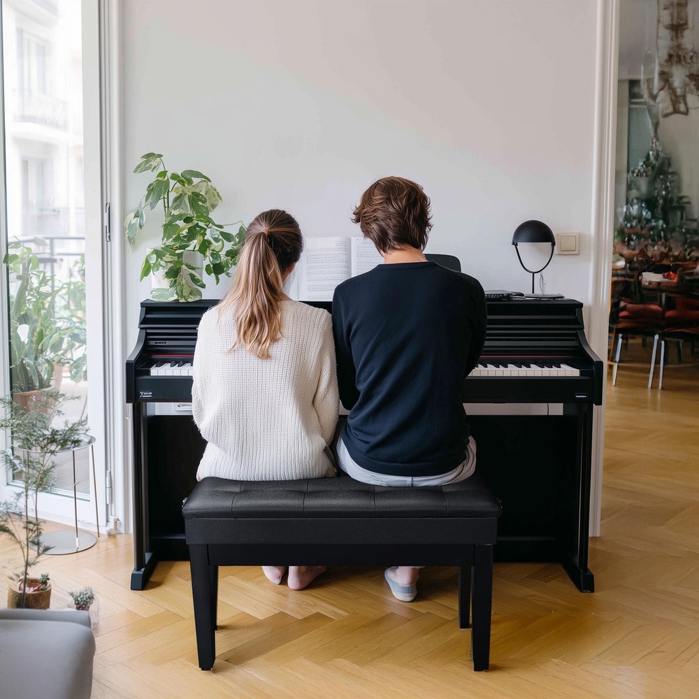 Yescom Adjustable Piano Bench with Storage PU Leather Cushion Keyboard Stool