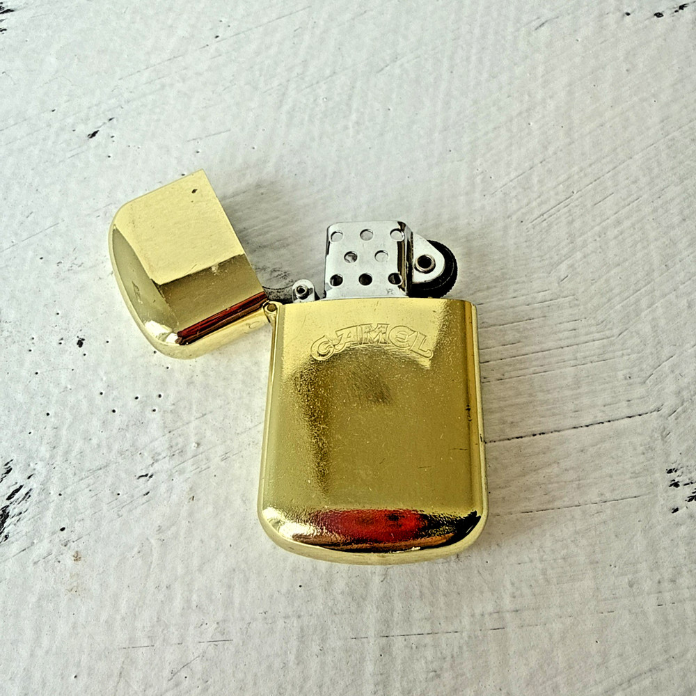 Vintage 90s Camel Cigarette Lighter Gold-tone Rounded Edges D