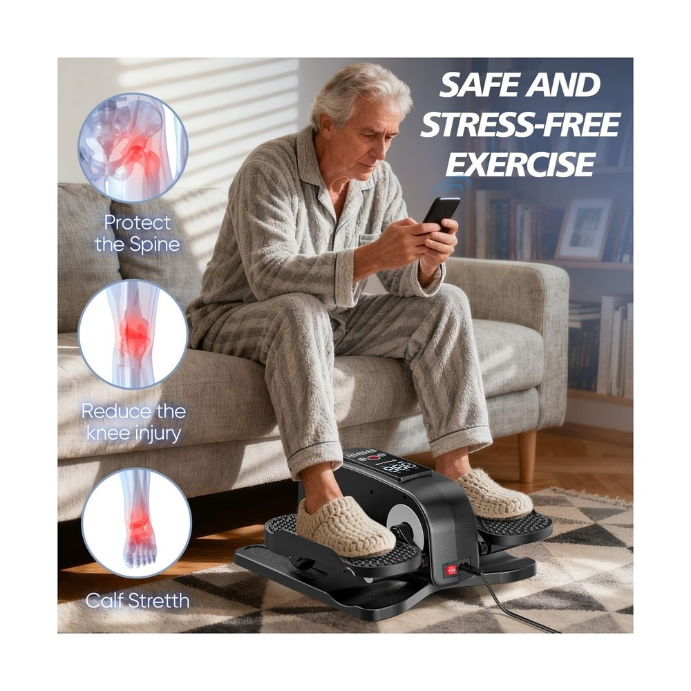 Under Desk Elliptical Machine for Senior Mini Elliptical Leg Exerciser with R...