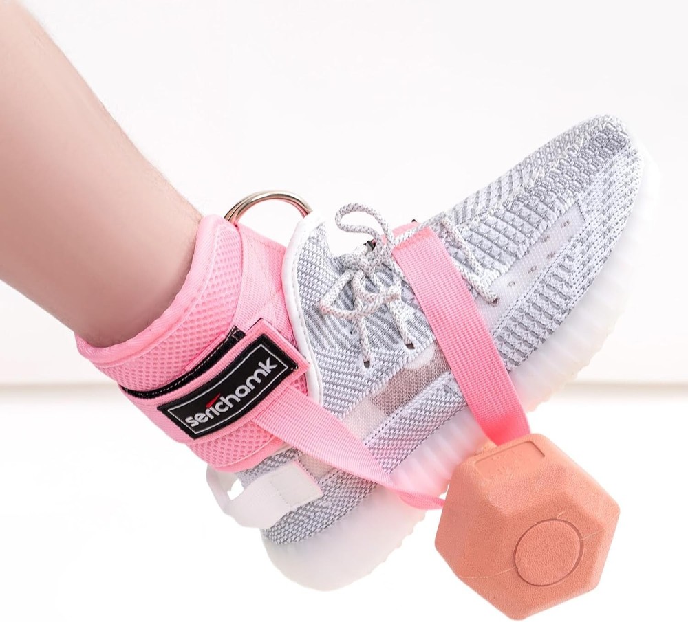 1-PAIR Adjustable Dumbbell Ankle Straps Pink NEW